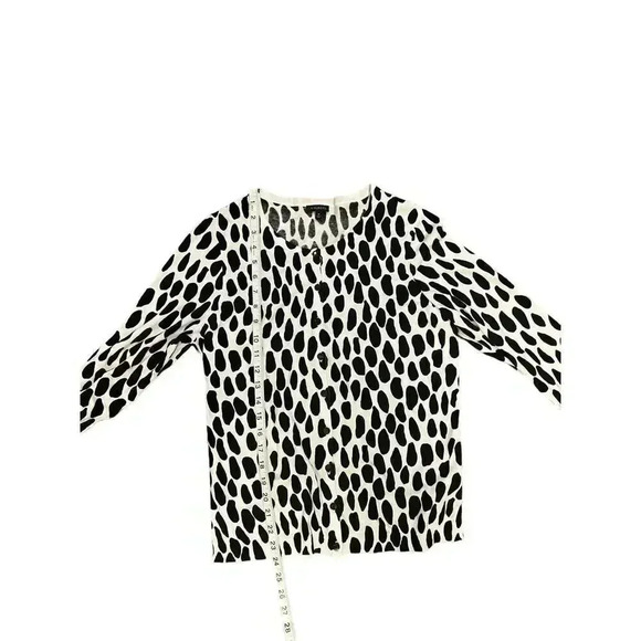 Talbots Women Black White Button Front 3/4 Sleeve Cardigan Sweater Size Medium - Picture 6 of 8
